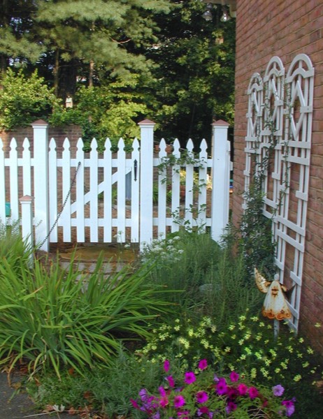 Small space picket fence herbs perennials